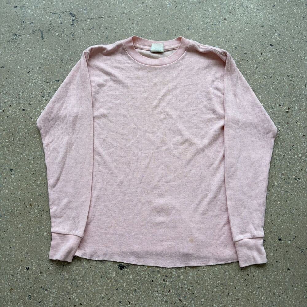 Vintage 80s Allen A Pink Blank Thermal Shirt